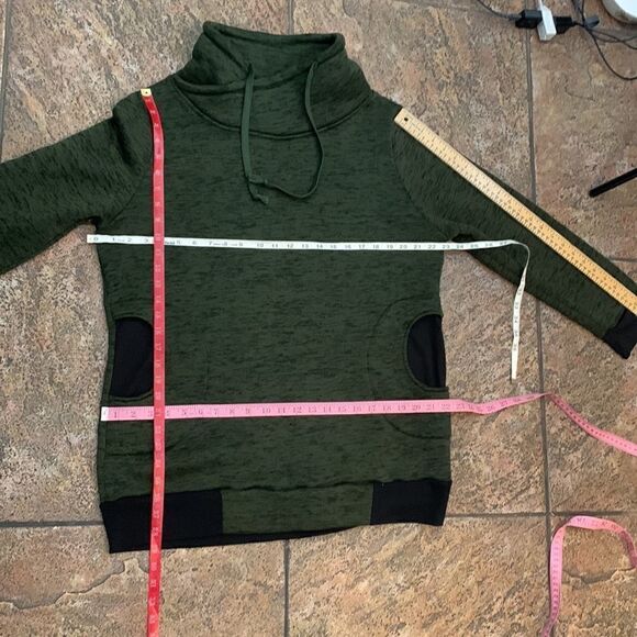 Jonathan Martin For Her 2X Green Black Cowl Tie Neck Front Pockets Polyester - Picture 8 of 9